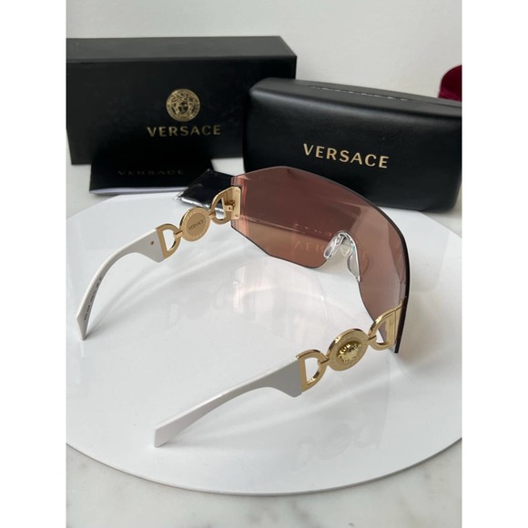 NEW Versace VE2258 Mask Shield Sunglasses in Pink Mirrored - Picture 9 of 10